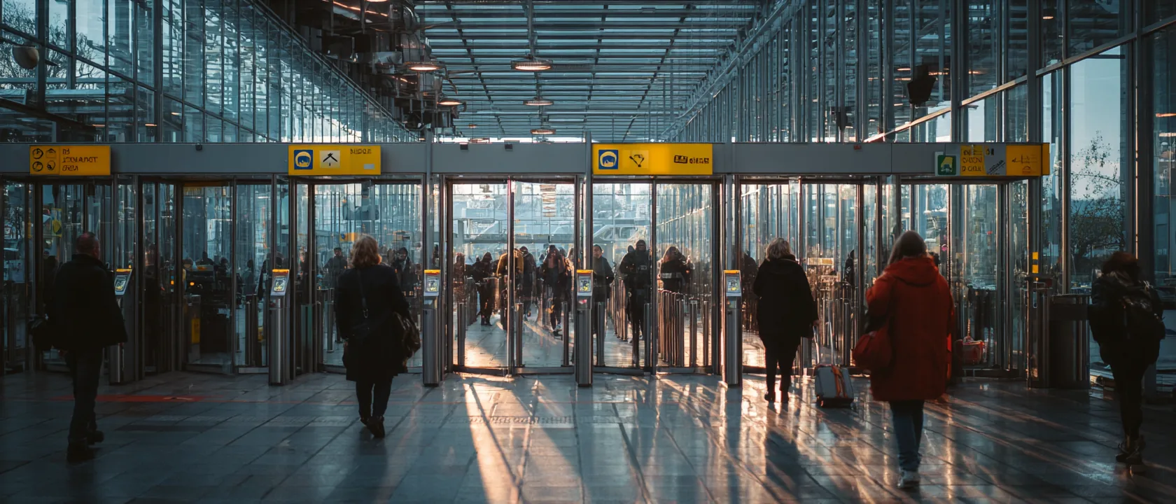 Europe Travel Tech 2026: EES, ETIAS and the Full Stack Travelers at modern automated border gates in a European airport