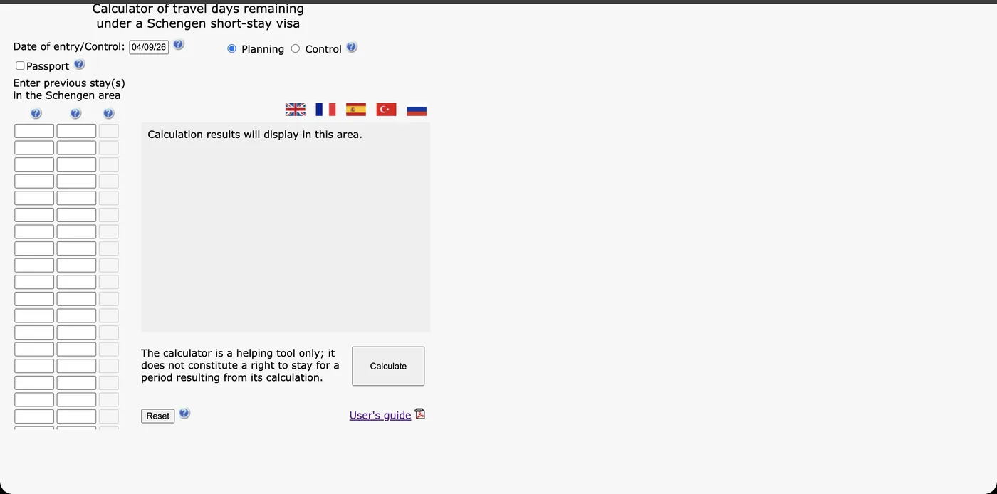 European Commission Schengen short-stay calculator