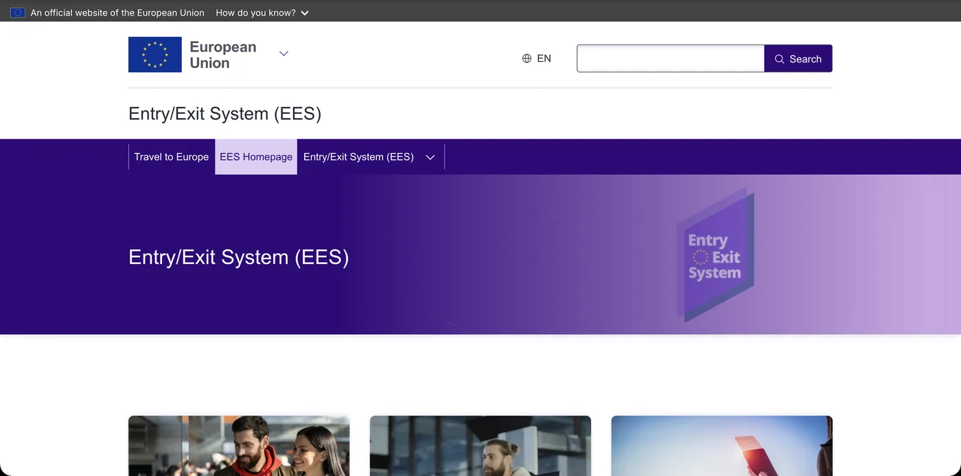 Official EU Entry Exit System page at travel-europe.europa.eu